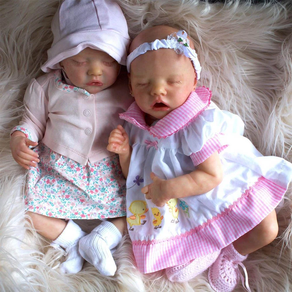 [New!]12'' Soft Silicone Body Reborn Baby Twins Sisters Girl Jsamin & Sumya Reborn Doll -Creativegiftss® - [product_tag] RSAJ-Creativegiftss®