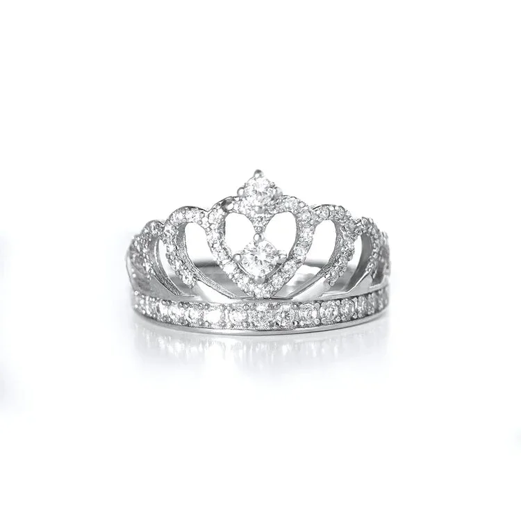 For Daughter - S925 Straighten Your Crown Sterling Silver Crystal Crown Ring