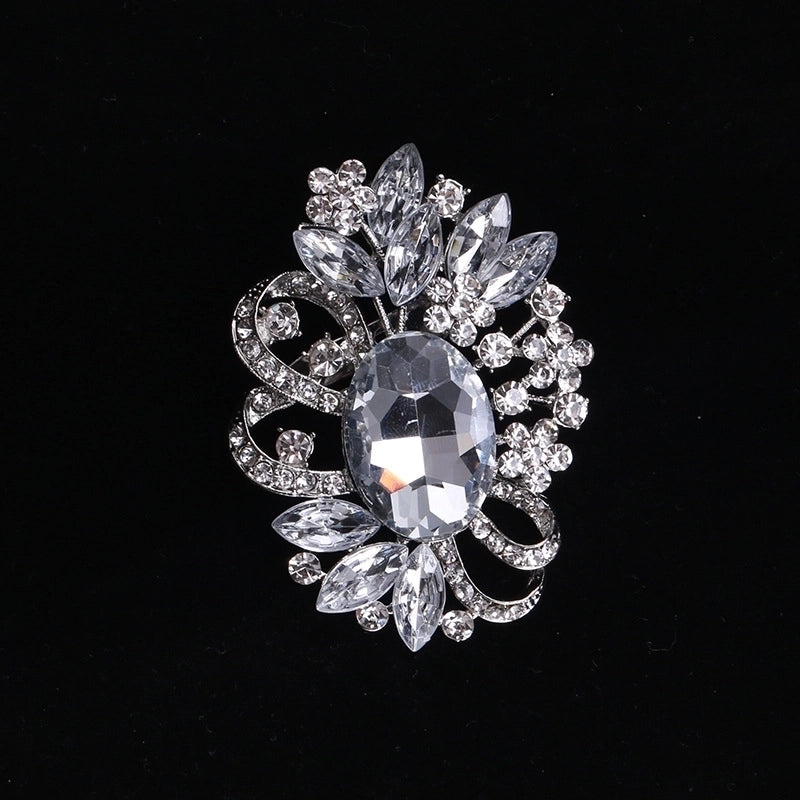 Pin Flower Alloy Inlay Glass Women’s Brooches