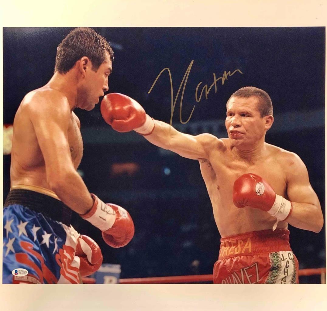 Julio Cesar Chavez signed 16x20 Photo Poster painting vs Oscar De La Hoya ~ Beckett BAS COA