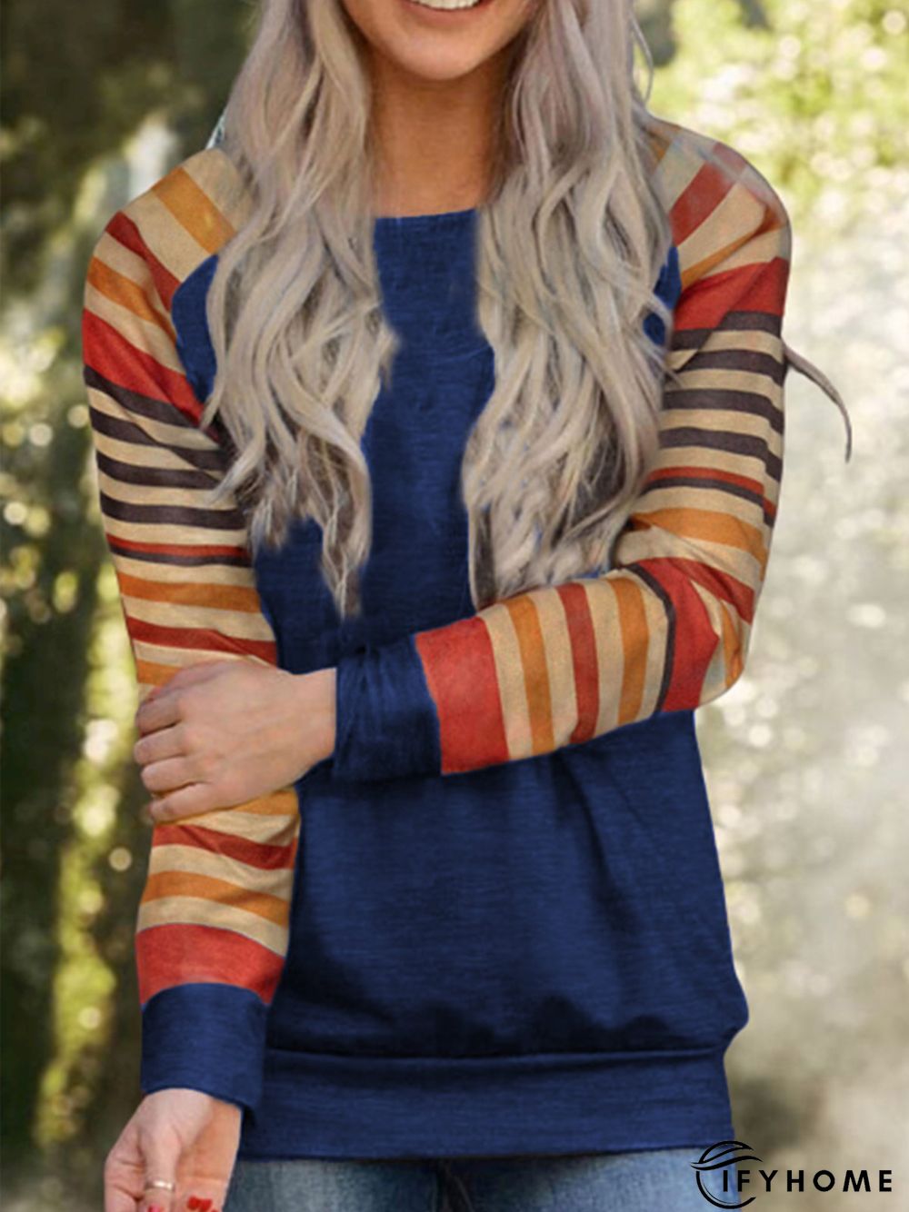 Casual Cotton-Blend Fit Crew Neck Tunic Sweatshirt | IFYHOME