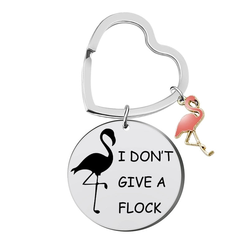 Minimalist Letter Flamingo Stainless Steel Unisex Bag Pendant Memorial Keychains