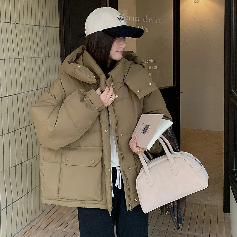 Toloer This Year Popular Down Cotton Suit Female Winter Korean Version Hooded Overalls 2024 Ins Harbor Wind Thick Padded Coat Tide-Outfit Ideas