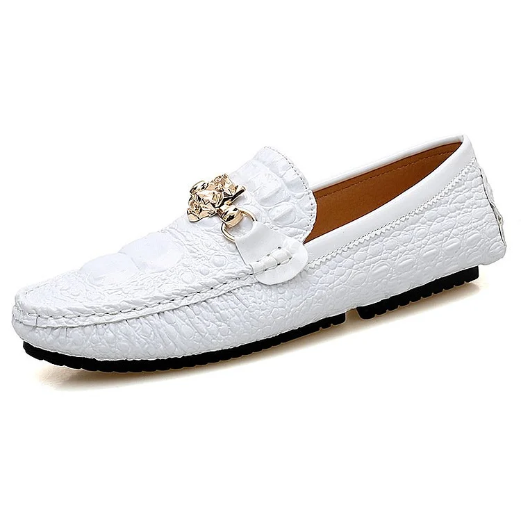 Men's Crocodile Loafer Split Leather Shoes  Stunahome.com
