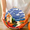 【Limited Stock Sale】Beautiful Sea-DIY Embroidery Kit with Pattern Cotton Threads Needles Hoop 30*30cm/11.81*11.81in tapestrymarket