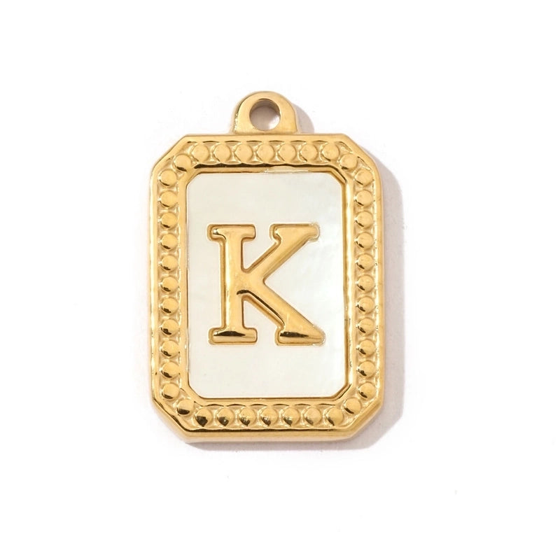 A Pack Of 3 201 Stainless Steel Shell 18K Gold Plated Letter Polished Pendant