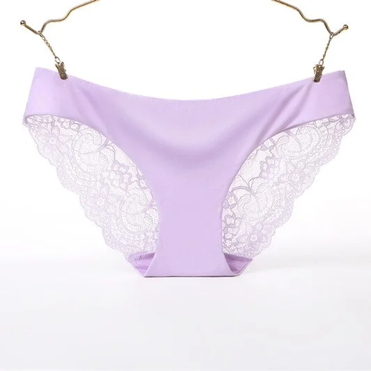 Billionm Women's Sexy Lace Panties Seamless Underwear Leopard Ice Silk for Girl Bikini Cotton Crotch Transparent Lingerie