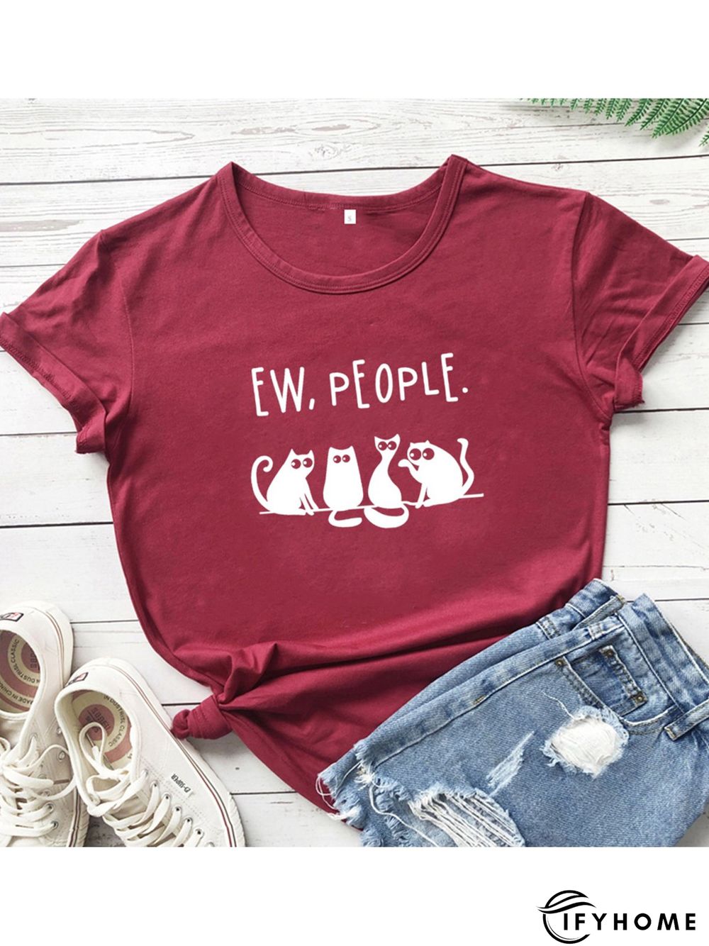 Casual Plus Size Printed Short Sleeve Tee Shirts Tops | IFYHOME