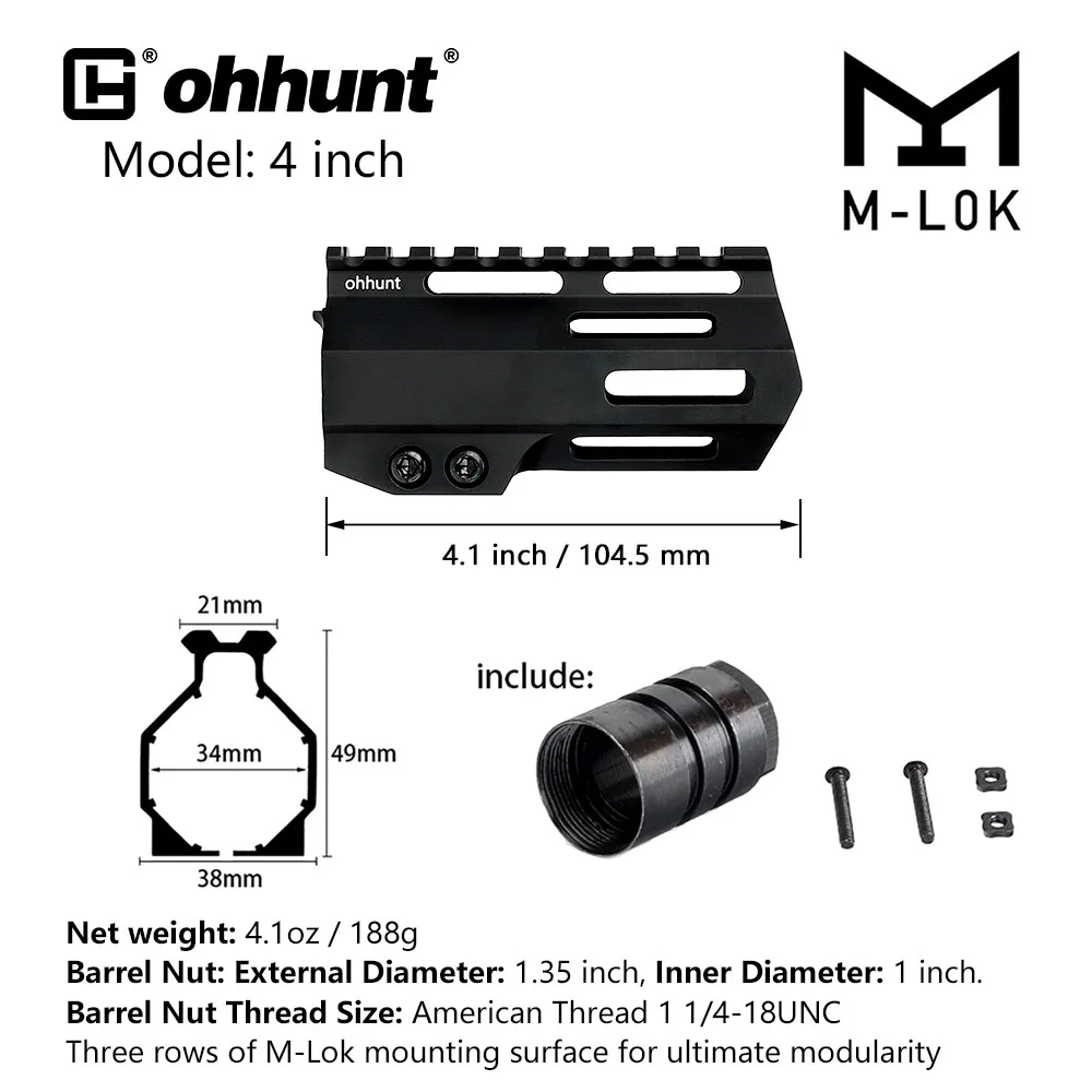 ohhunt ® AR15 Free Float M-LOK Handguard 