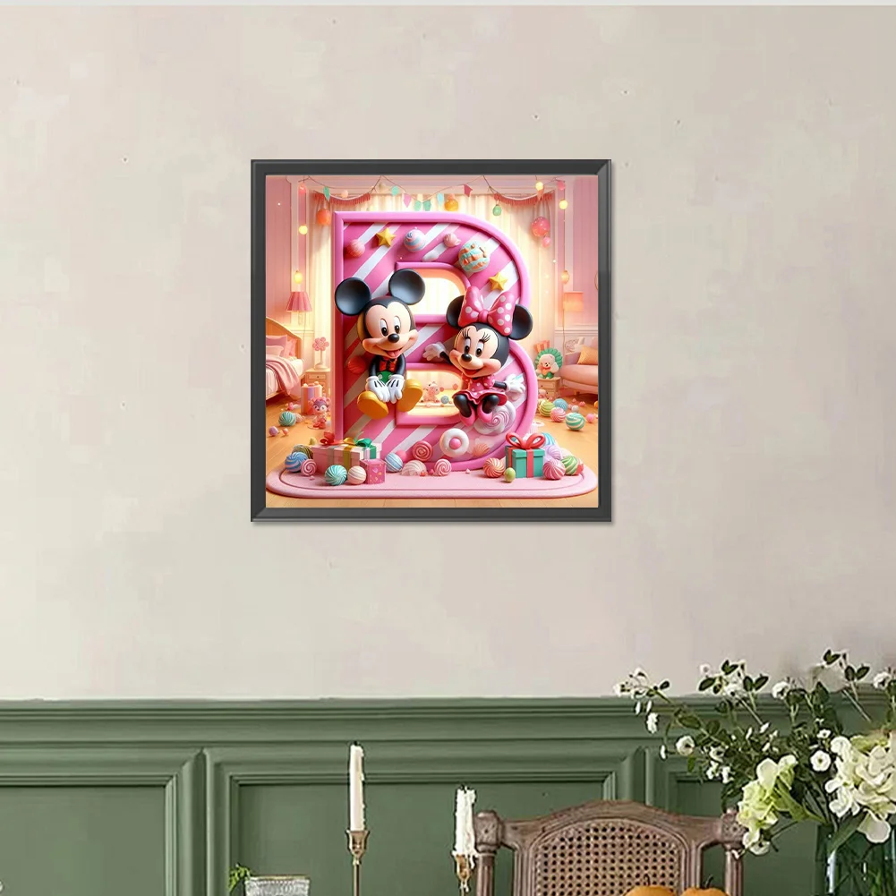 Full Round Diamond Painting 40*40cm - Mickey Minnie Alphabet