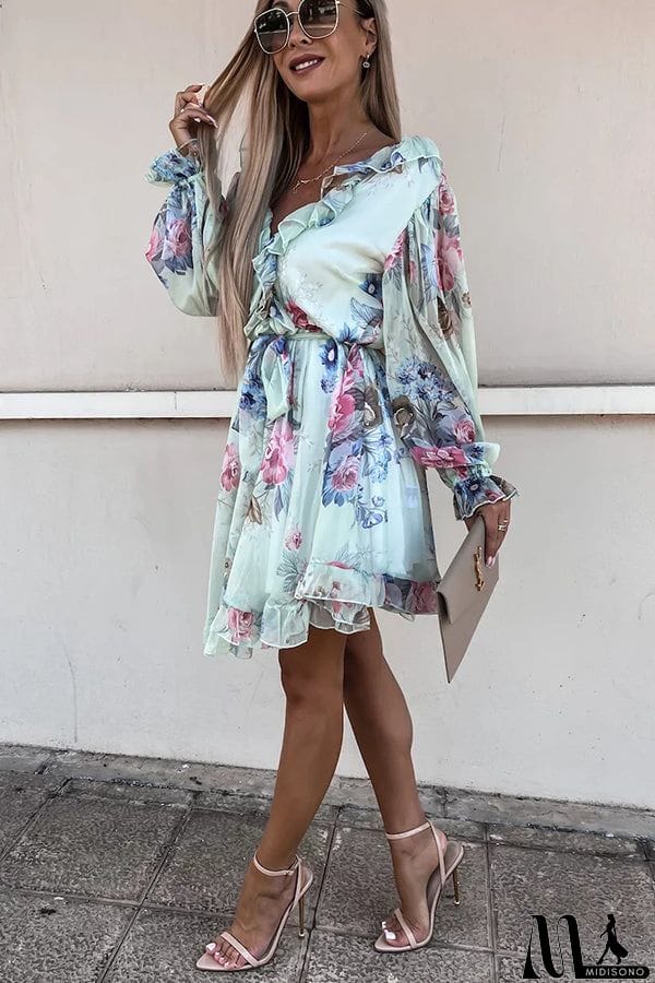 MidiSono - Create Your Dream Life Floral Ruffle Dress