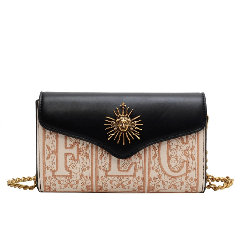 Niche Design Embroidered Chain Bag Women’s Shoulder Crossbody Bag New Fashion Western Style Textious Small Square Bag