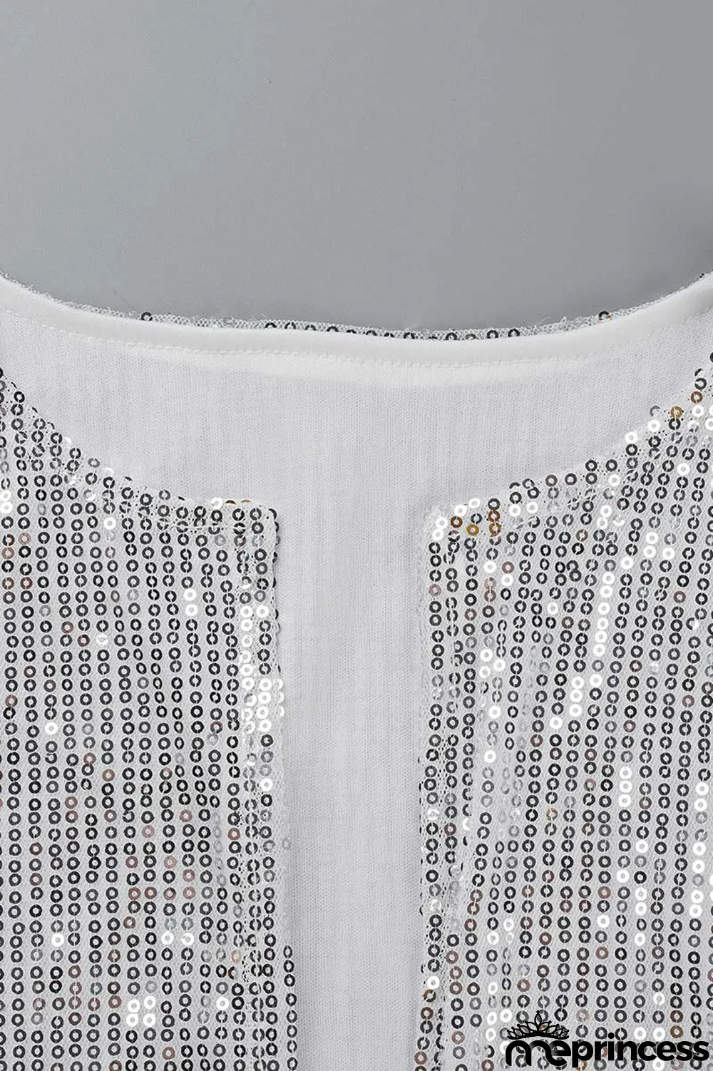 Champagne Fashion Solid Sequins Patchwork O Neck Outerwear