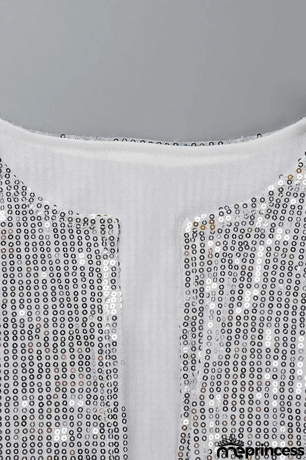 Champagne Fashion Solid Sequins Patchwork O Neck Outerwear