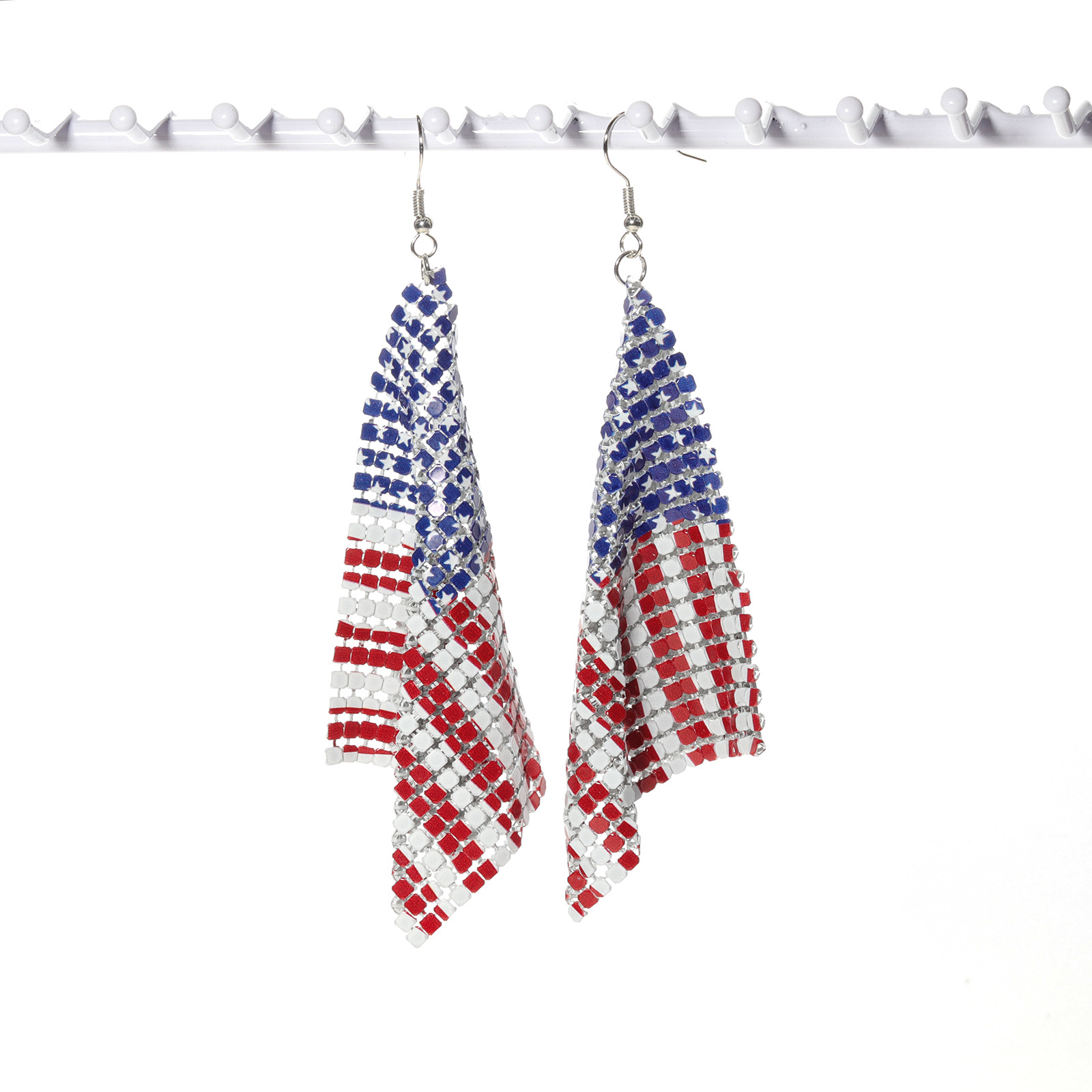 Independent Day American Flag Shaped Aluminum Sheet Earrings 2024 - Flycurvy 