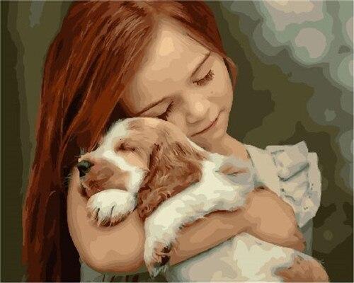 

Girl And Her Puppy – People Paint By Numbers - 40*50CM, 501 Original