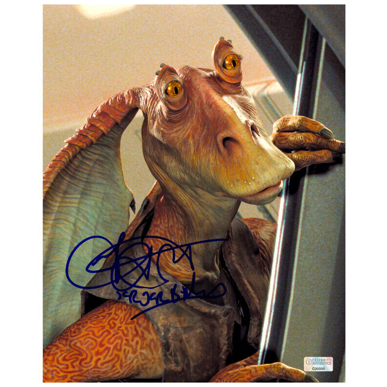 Ahmed Best Autographed Star Wars Jar Jar Binks 8x10 Close Up Photo Poster painting