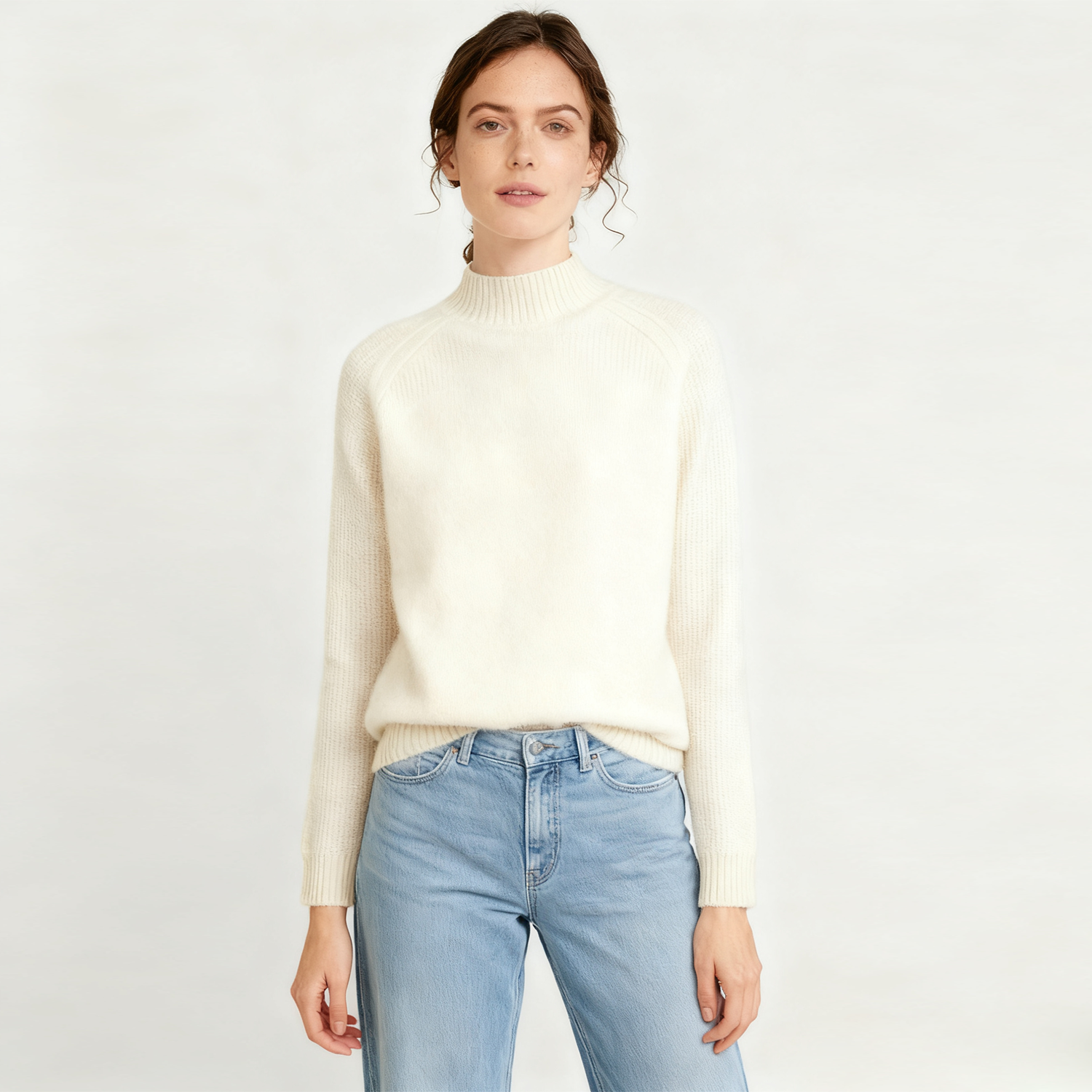 Cashmere Sweater Women's Semi-turtleneck Warm Thickened REAL SILK LIFE