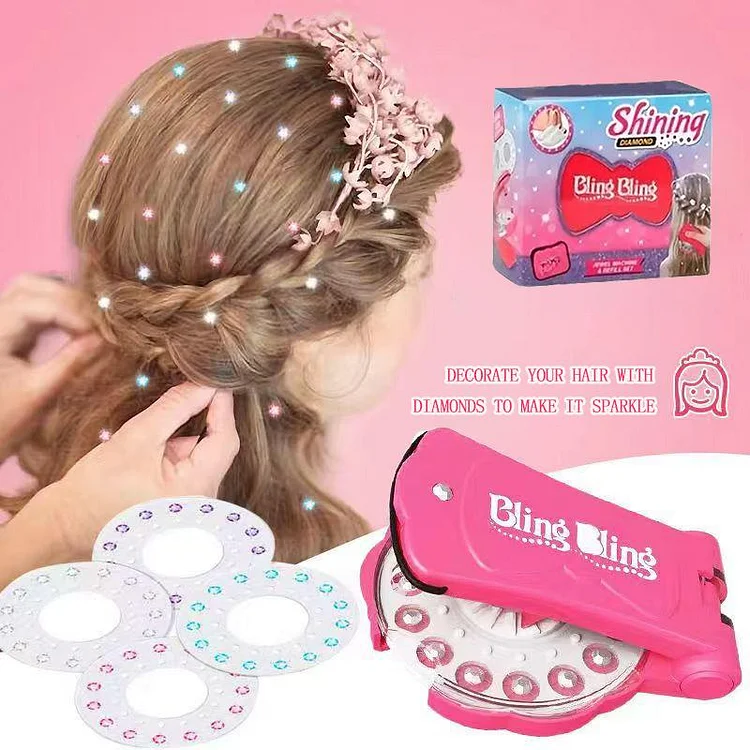 ✨Glitter Diamond Styling Tools Hair Gemstone Styling Set to light up girls' hair, clothes, accessories, No Heat Required Hair Styling Accessories 