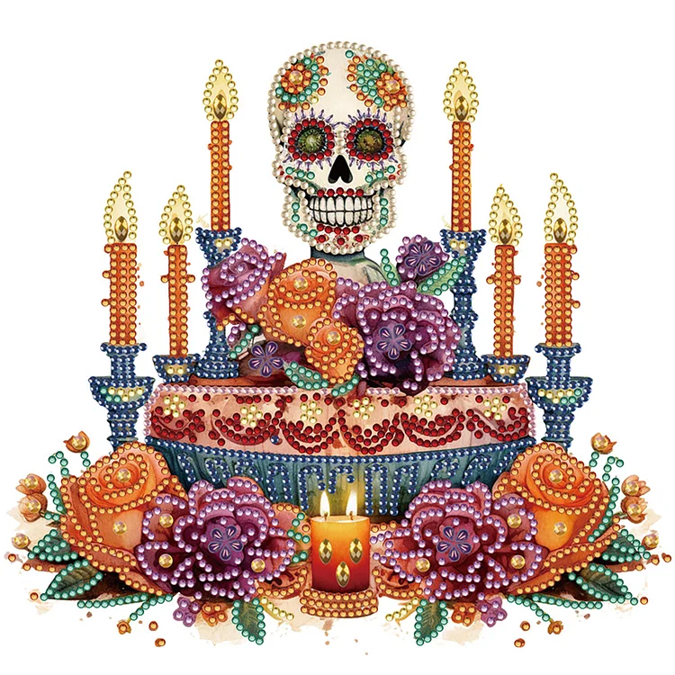 Skull Candlestick 30*30CM (Canvas) Special Drill Diamond Painting gbfke