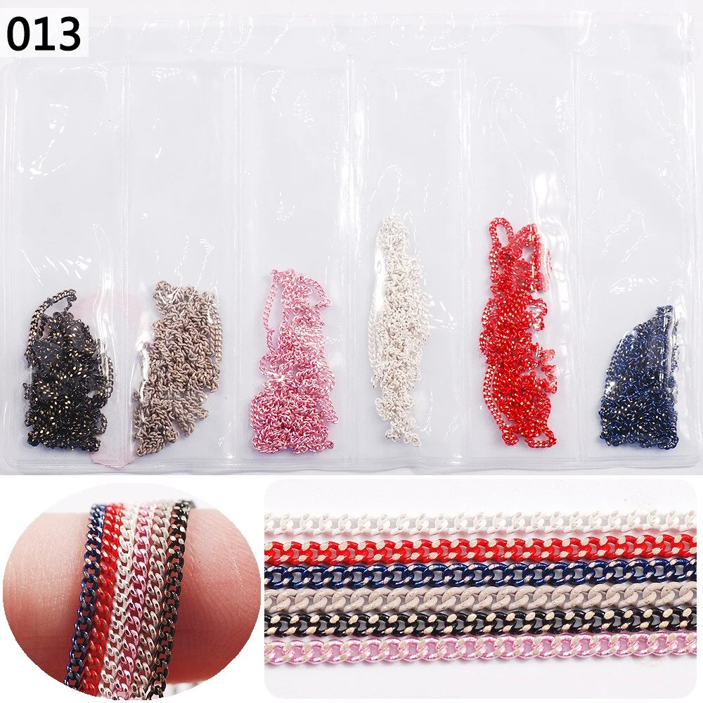 50cm / Six / Bag New Color Mixed Fashion Nail Art Creative Decoration Chain DIY Nail Art Creation Accessories 3d Charms