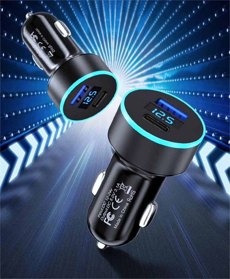 Usb Car Charger 66w car super fast charge PD USB and QC USB 3.0 one tow two multi-function 