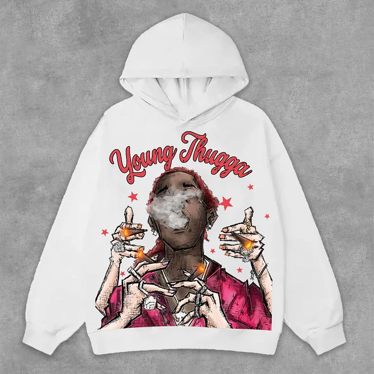 Young Thugga-Luh Lattt Graphics Print Side Pockets Hoodie SOPULA