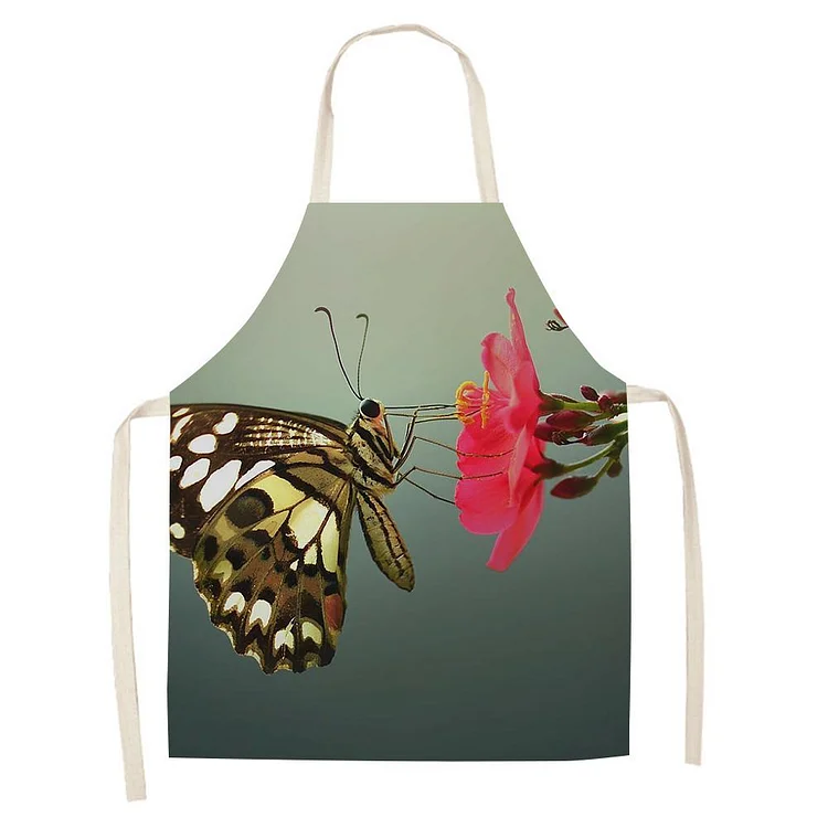 Waterproof Linen Kitchen Apron -Butterfly