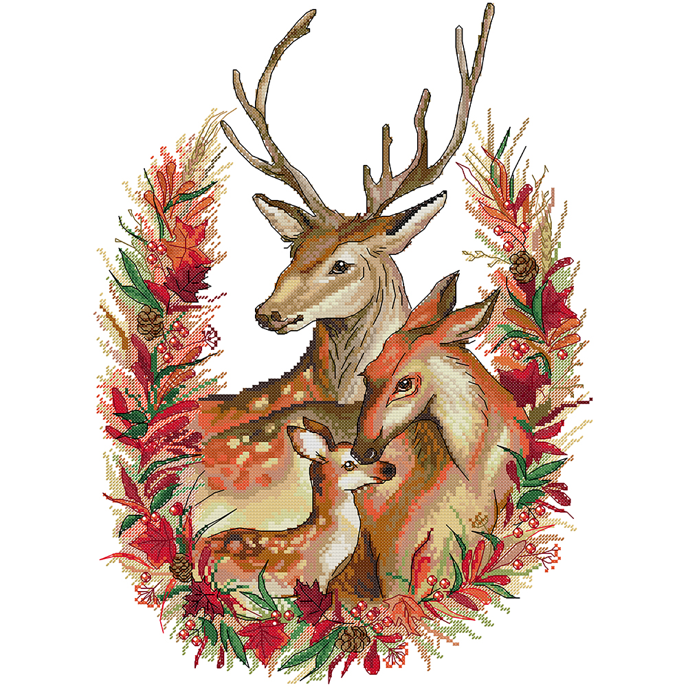 

Christmas Deer - 14CT Counted Cross Stitch - 36*47CM, 501 Original