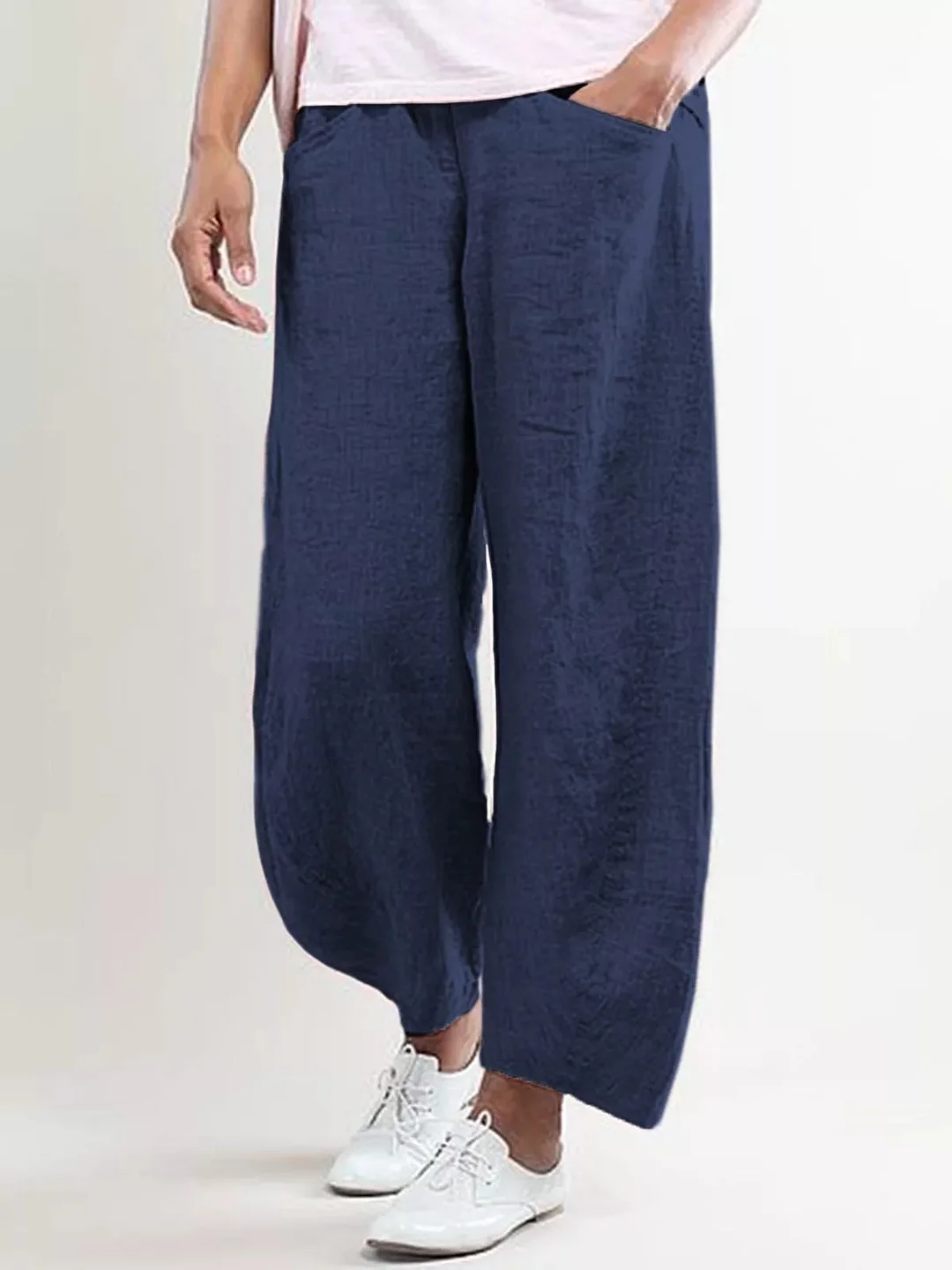 WOMEN POCKETS SHIFT CASUAL CAPRI PANTS