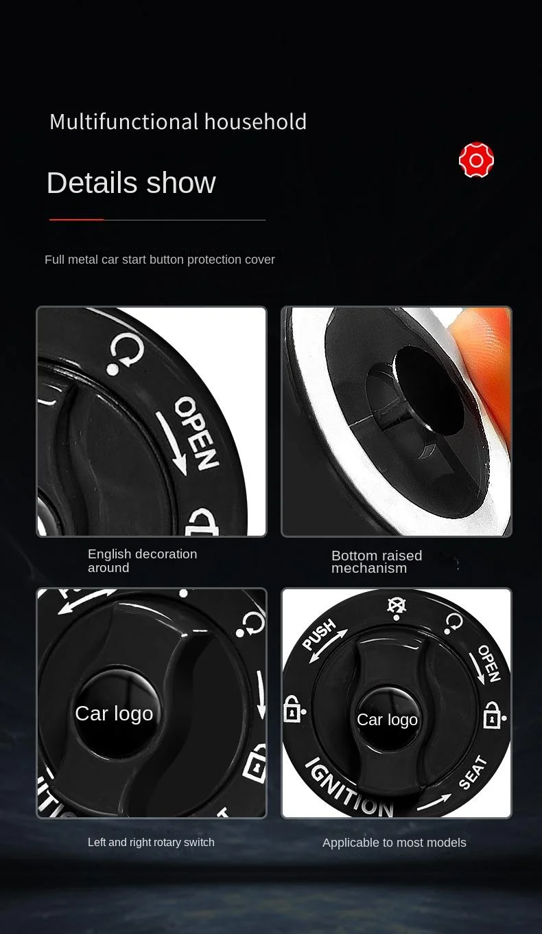 Car one-touch start metal button