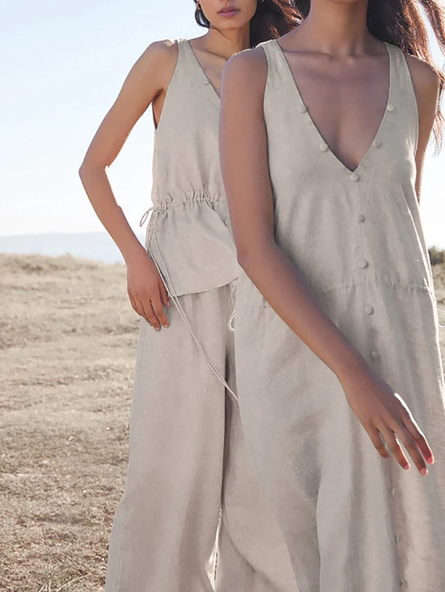 Casual sleeveless two-piece suit