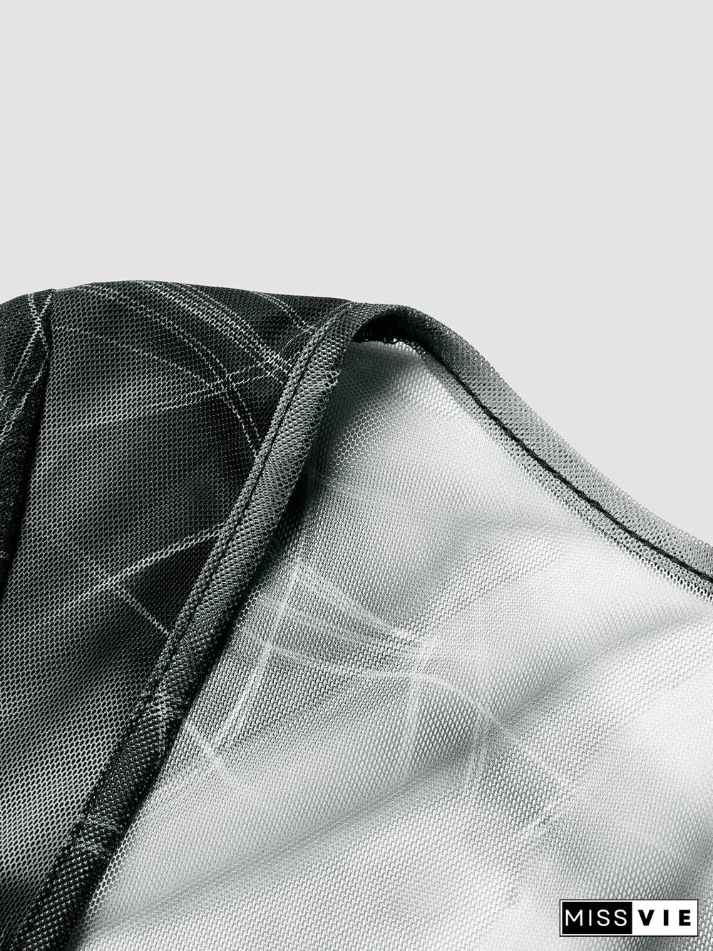 Print Lettuce Trim Short Sleeve Sqaure Collar Crop Top