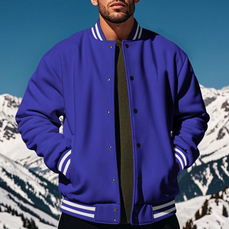 Men's Fashion Loose Stand Collar Single Breasted Baseball Jacket 67689233Z