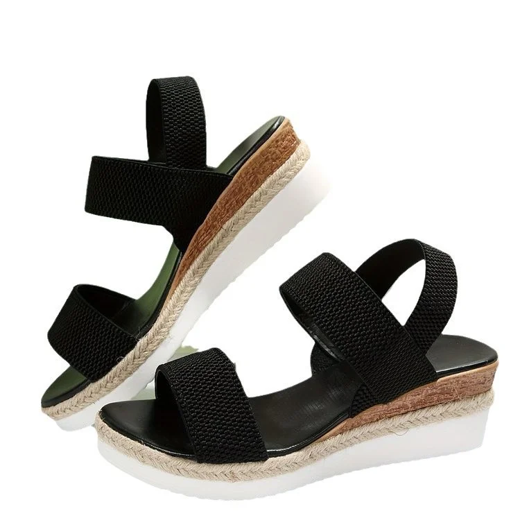 Yyvonne 2025 New Sandals Large-Size Hemp Rope Tight Slopes And Casual Sandals Women's Shoes