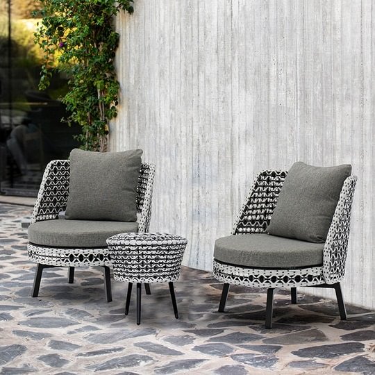 Homemys Outdoor Rotation Chair Rattan Aluminum With Storage Table