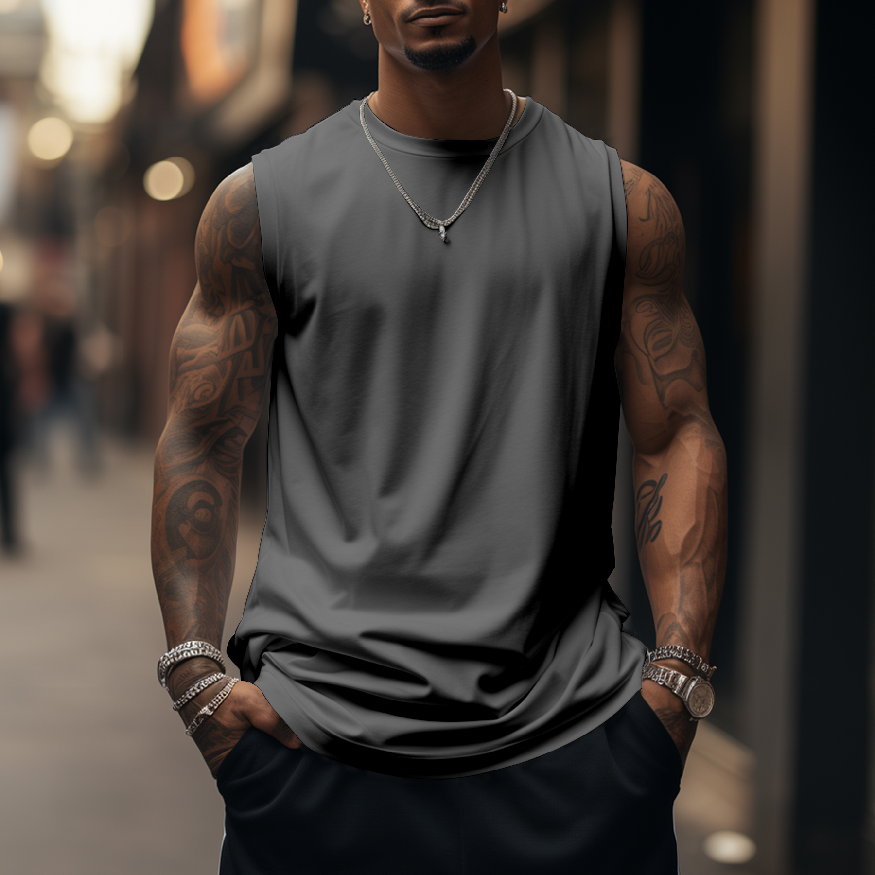 Men's Casual Fitness Solid Color Tank Top