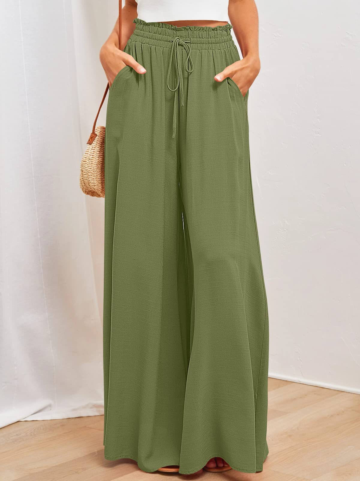 Mature Womens Pants Wide Leg Loose Comfy Lounge Sweatpants With Pockets