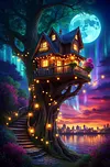 Luxury AB Velvet Diamond Painting Kit - Treehouse