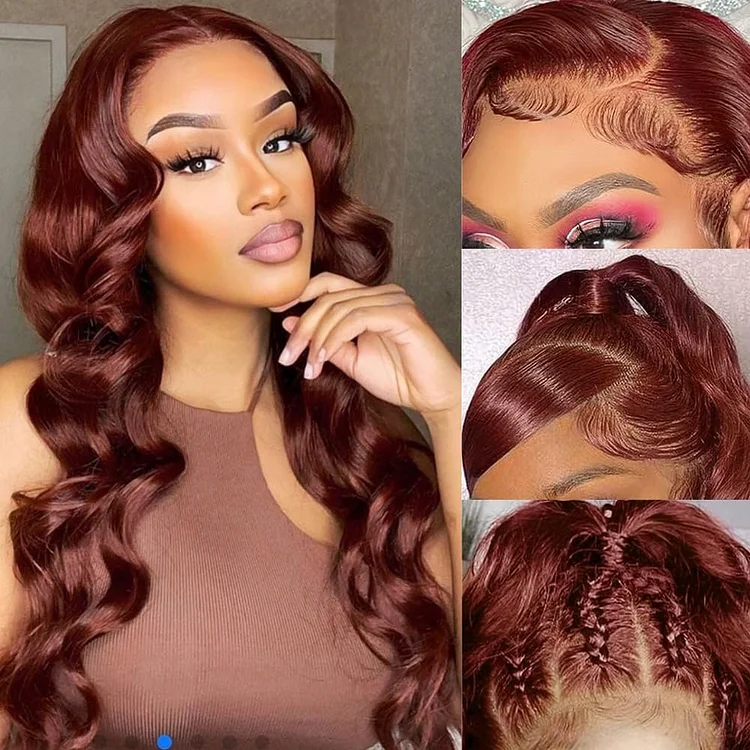 Reddish Brown Lace Front Wigs Human Hair 13x6 Lace Front Wigs Human Hair Pre Plucked Body Wave Glueless wigs