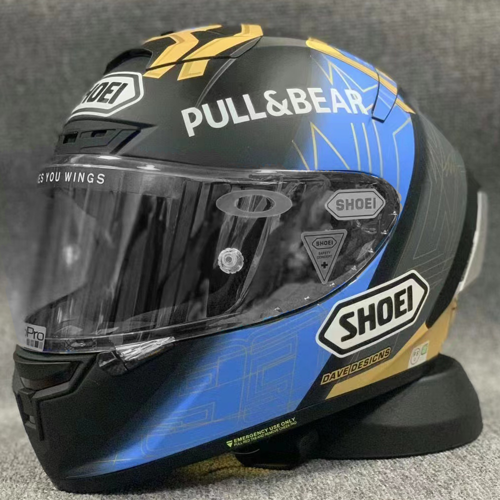 Shoei Motorcycle helmet X14 Full Face Marquez Gold Blue Riding Motocross Racing Motobike Helmet Casco De Motocicleta 