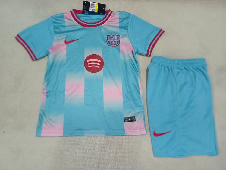 2025-26 Barcelona training kit, blue jersey - children's version