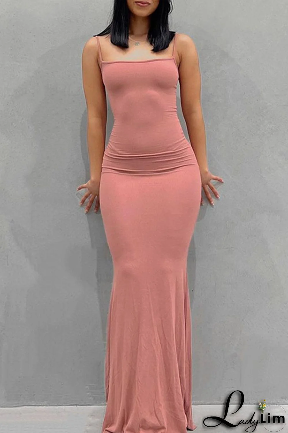 Black Sexy Solid Split Joint Spaghetti Strap Sling Dress Dresses