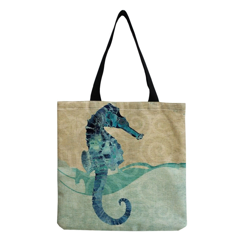 Women’s Medium Linen Animal Beach Square Open Shopping Bags