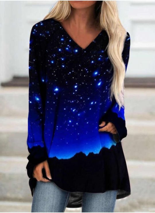 Women;s Star Print Long Sleeve Sweatshirt