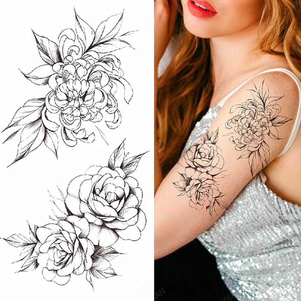 Sexy Flower Bird Temporary Waterproof Tattoo Sticker Girl Butterfly Dreamcatcher Cross Body Arm Sleeve Chest Fake Totem Women