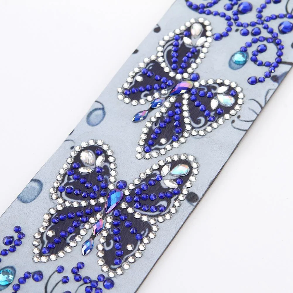 DIY Butterfly Diamond Painting Leather Bookmark with Tassel