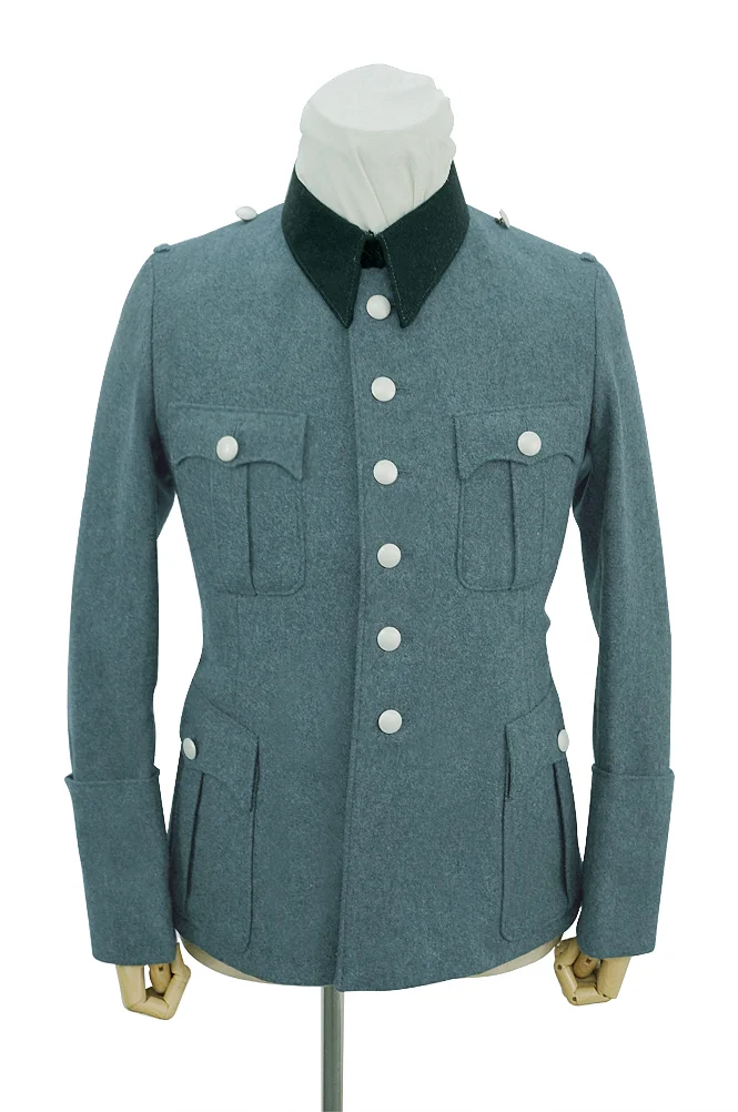   Polizei German General Officer Wool Service Tunic Jacket  With Deep Green Collar 6 Buttons German-Uniform