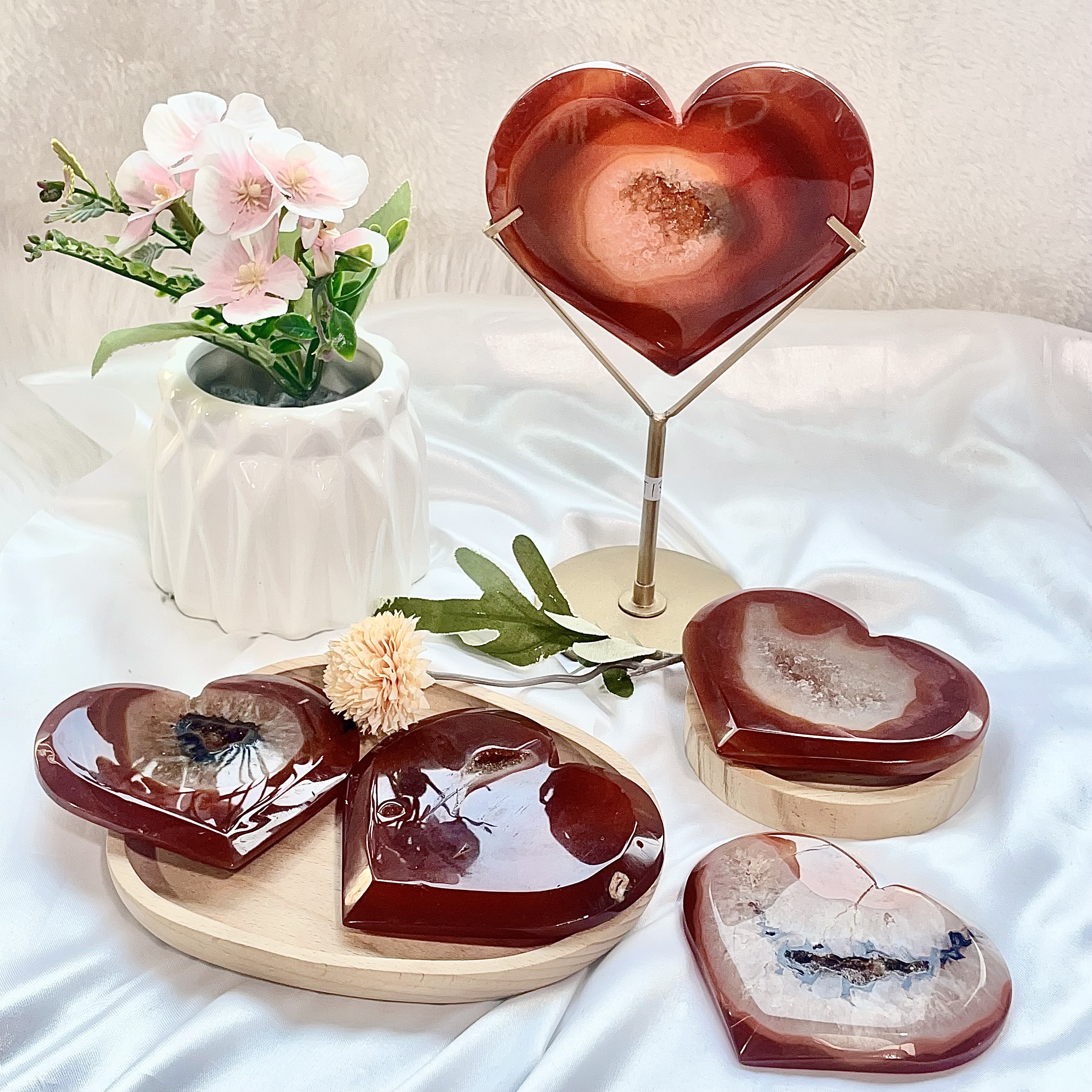 Carnelian Druzy Heart 1pcs