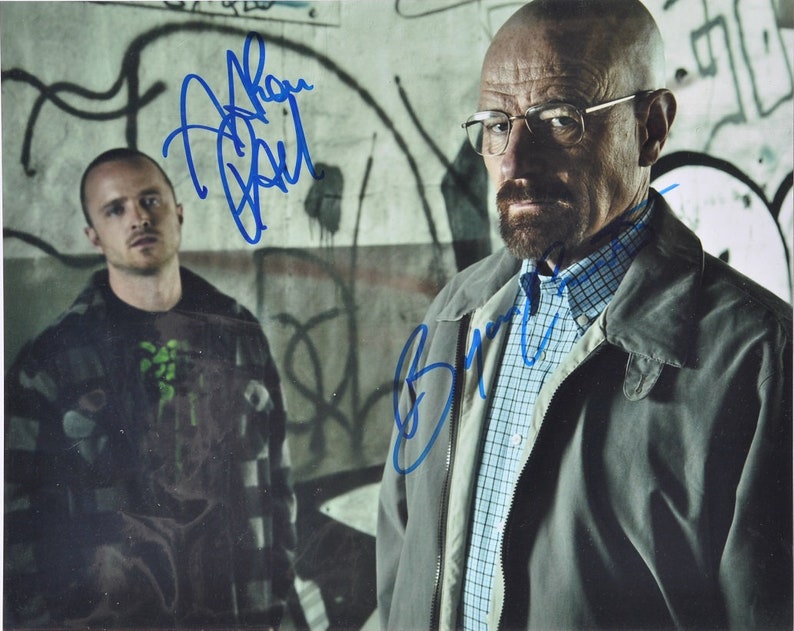 BREAKING BAD CAST Signed Photo Poster painting X2 Bryan Cranston, Aaron Paul wcoa